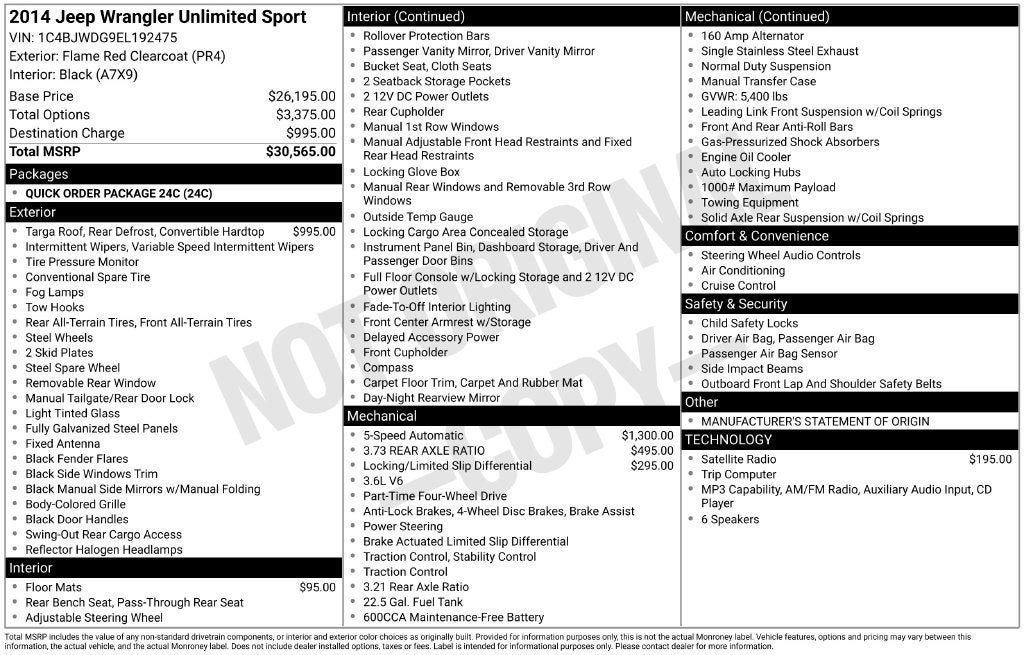 2014 Jeep Wrangler Unlimited Sport