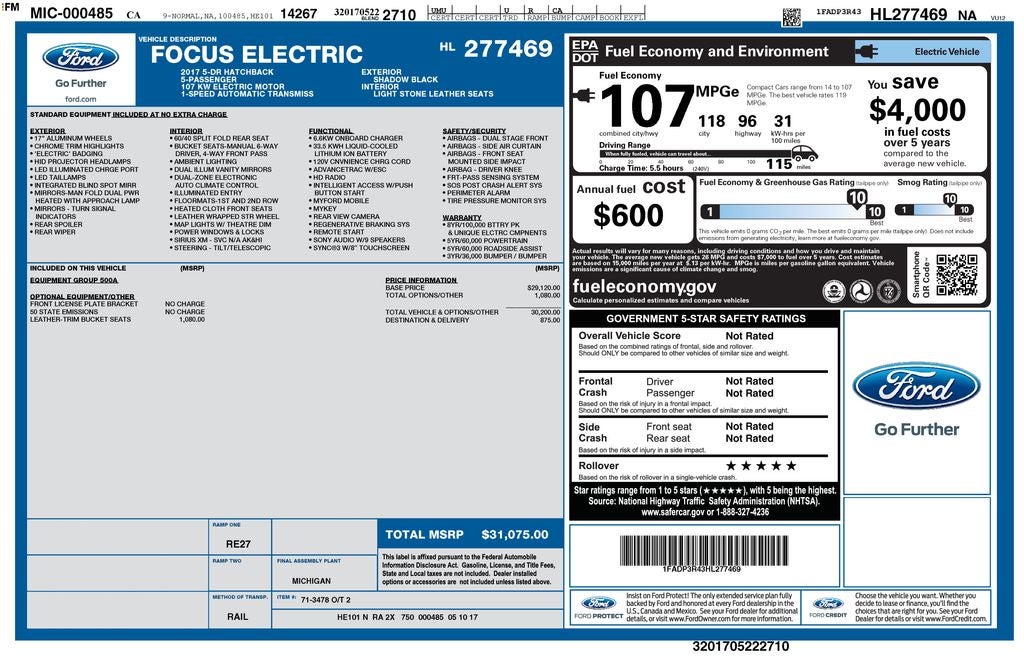 2017 Ford Focus Electric Base