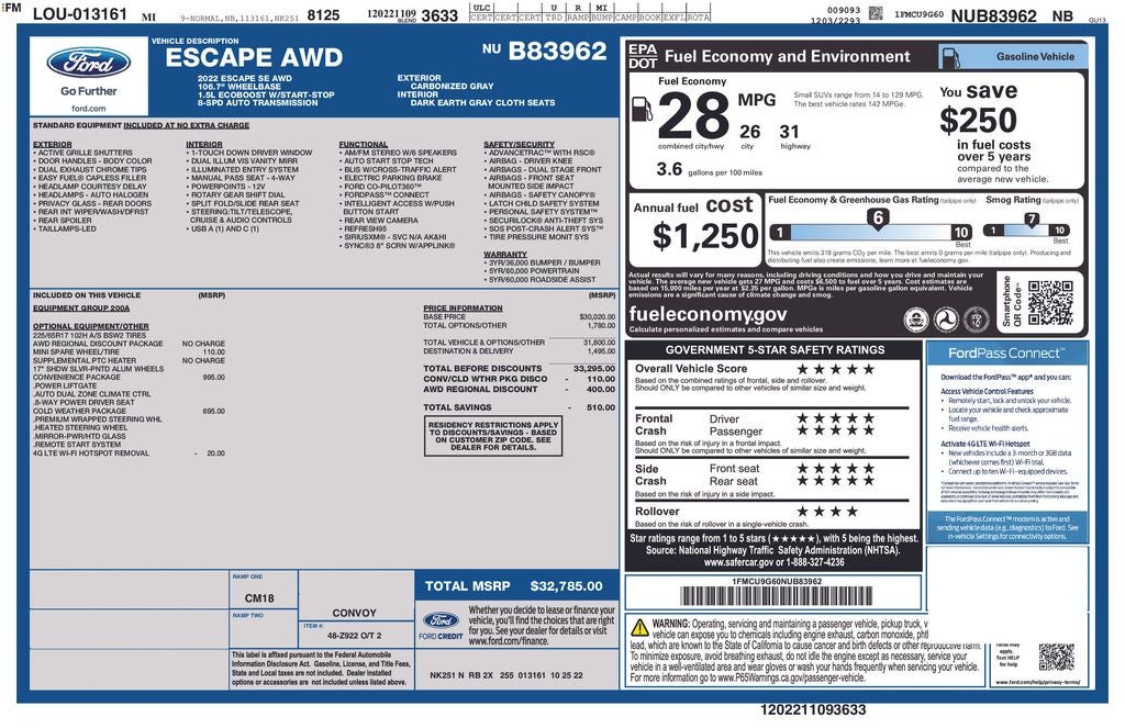 2022 Ford Escape SE