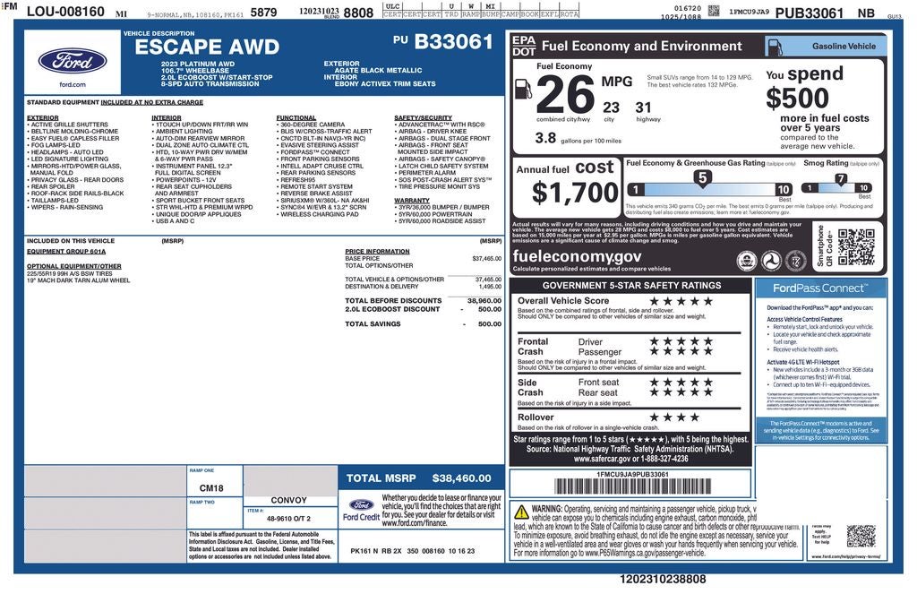 2023 Ford Escape Platinum