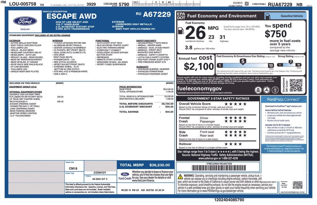 2024 Ford Escape ST-Line Select