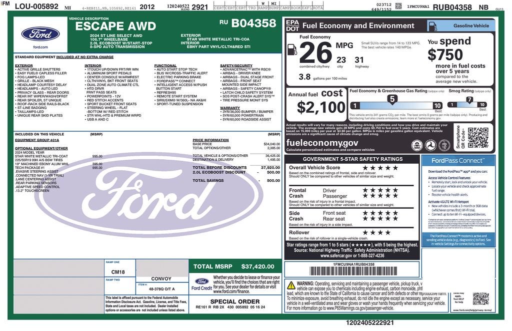 2024 Ford Escape ST-Line Select