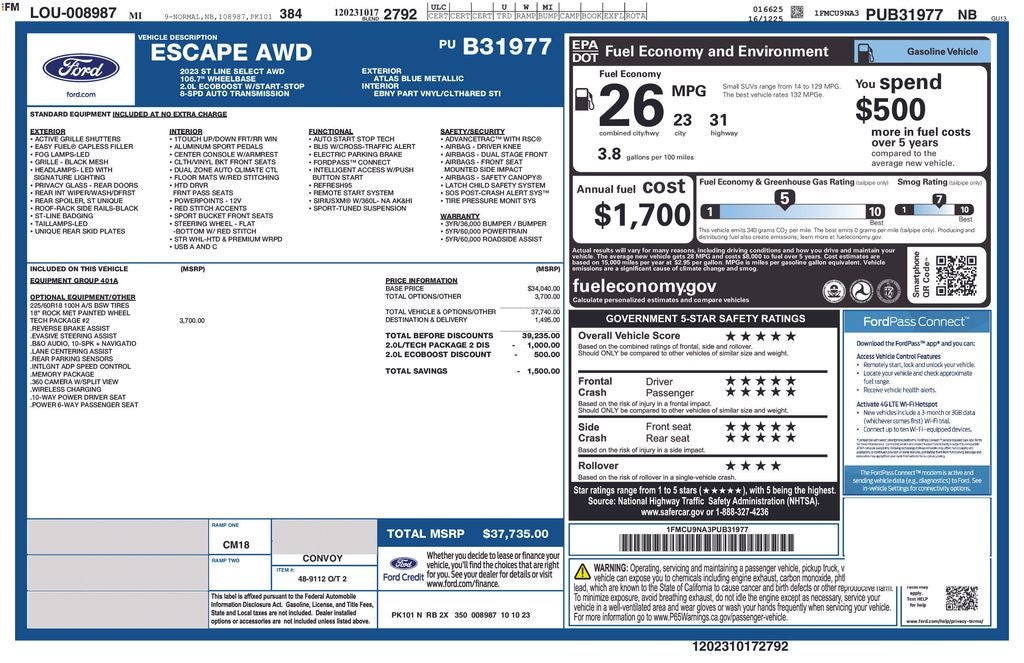 2023 Ford Escape ST-Line Select