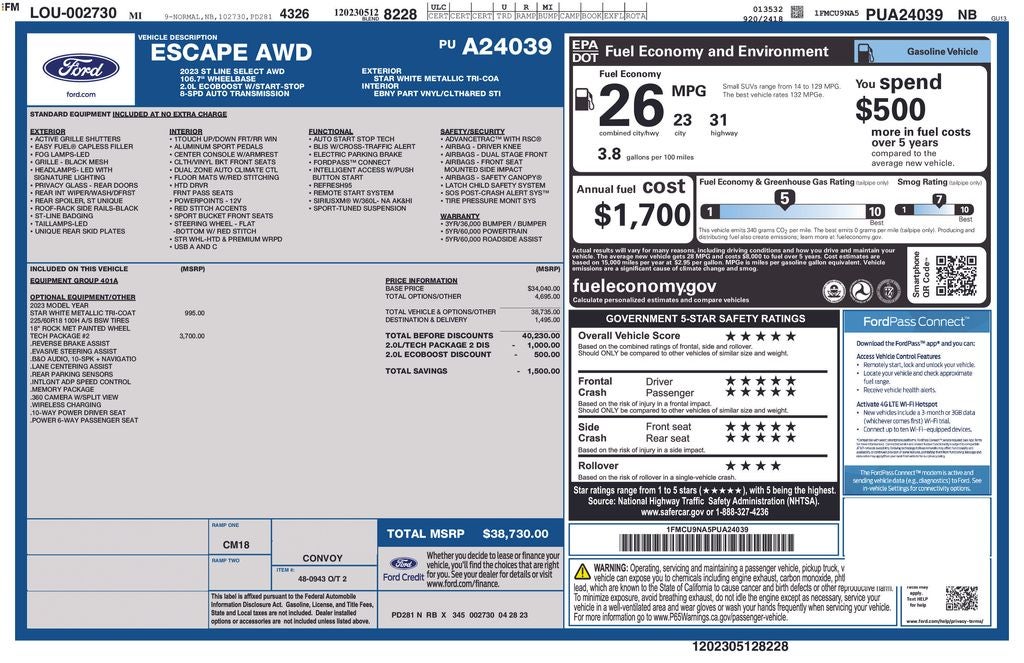 2023 Ford Escape ST-Line Select