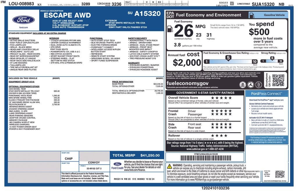 2025 Ford Escape ST-Line Select