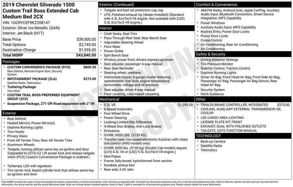 2019 Chevrolet Silverado 1500 Custom Trail Boss