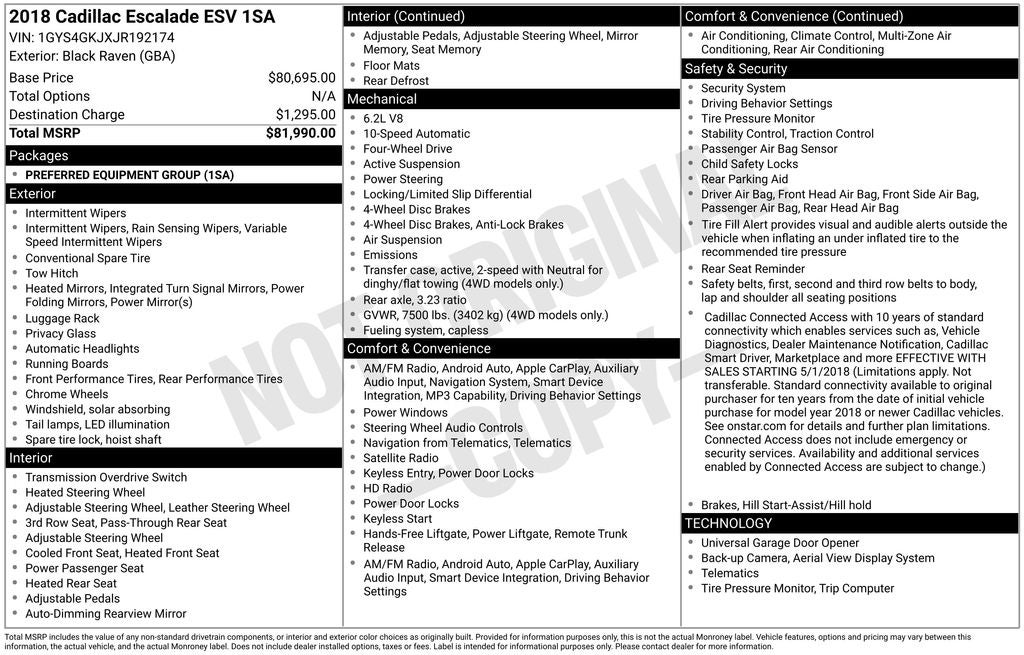 2018 Cadillac Escalade ESV Base