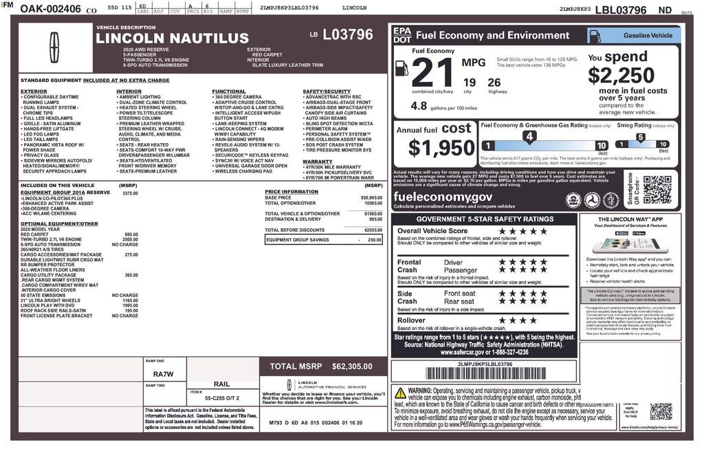 2020 Lincoln Nautilus Reserve