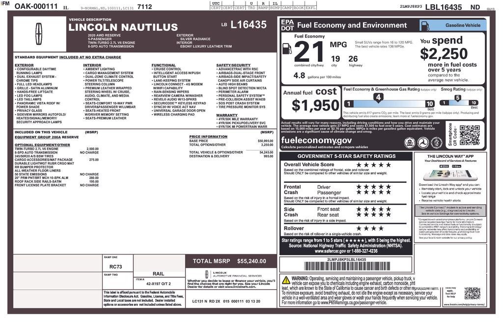 2020 Lincoln Nautilus Reserve