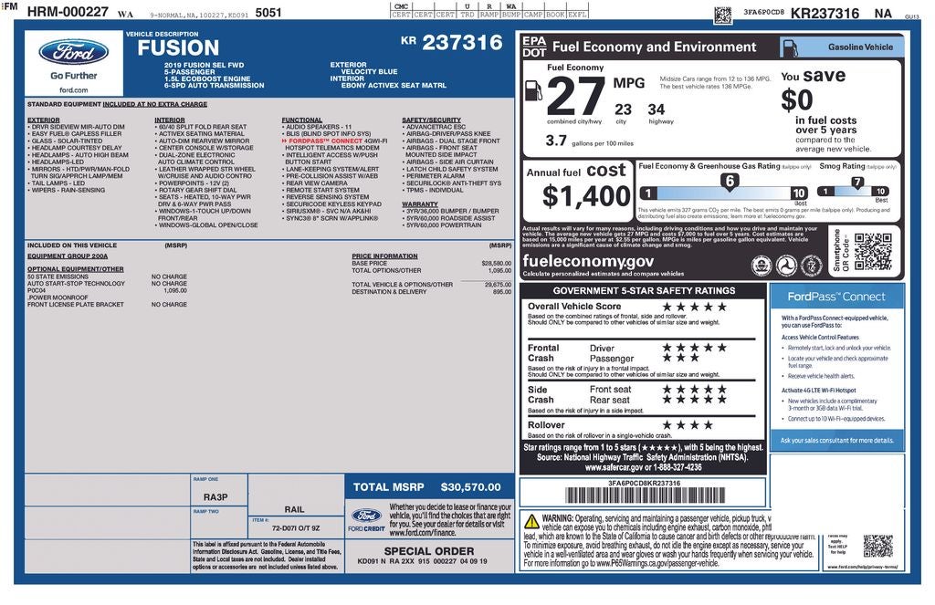 2019 Ford Fusion SEL
