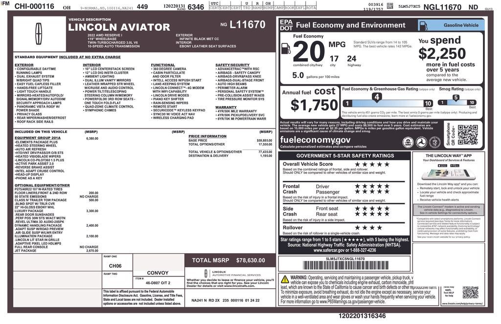 2022 Lincoln Aviator Reserve Premium