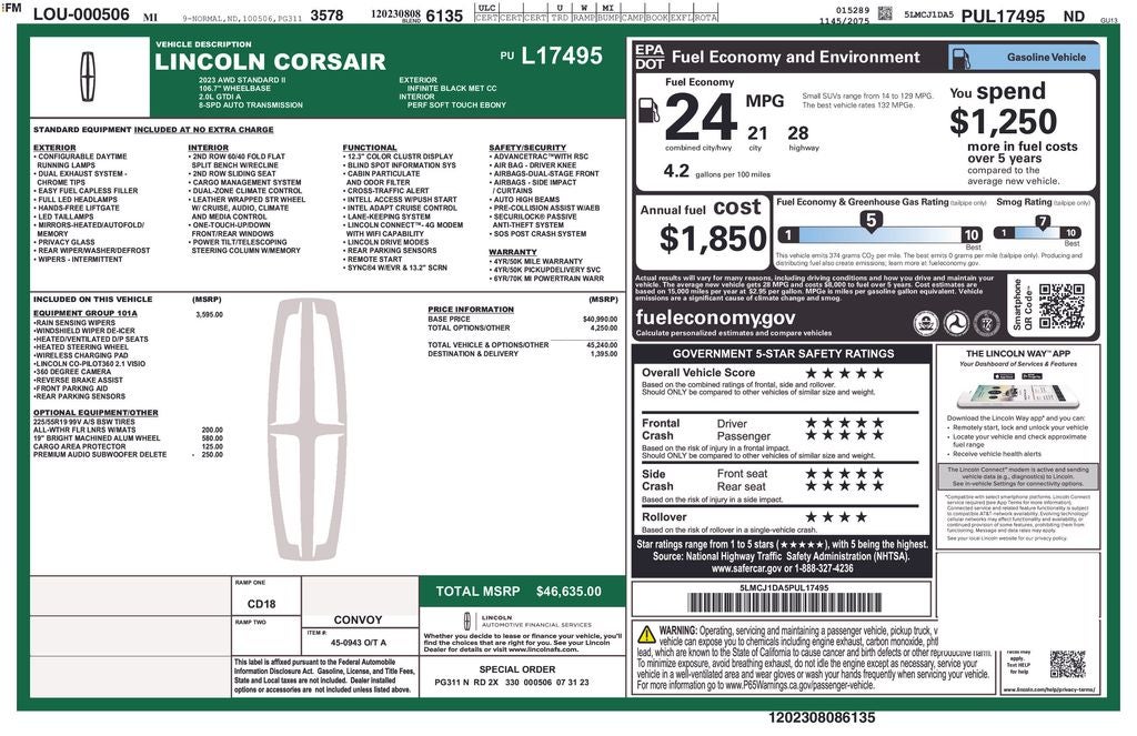 2023 Lincoln Corsair Standard