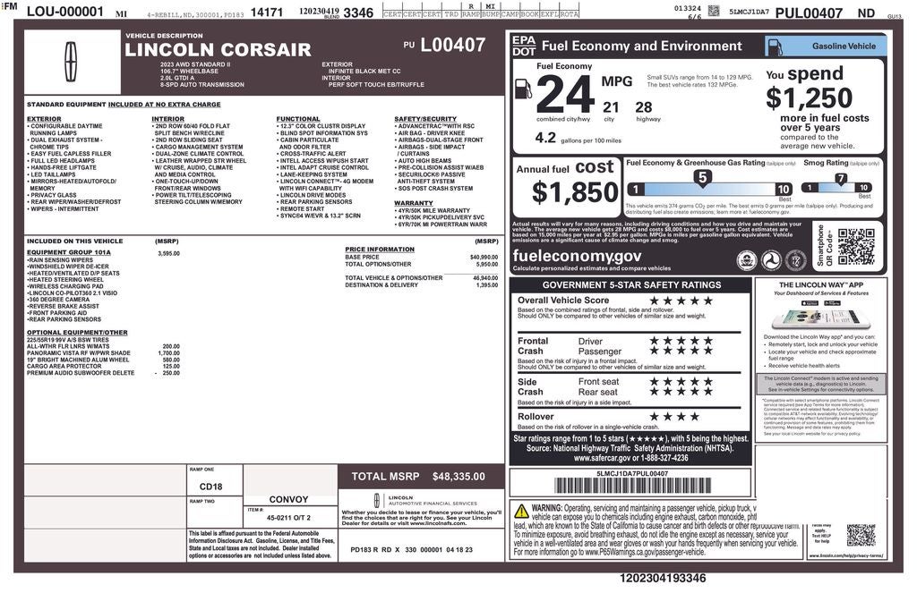 2023 Lincoln Corsair Standard