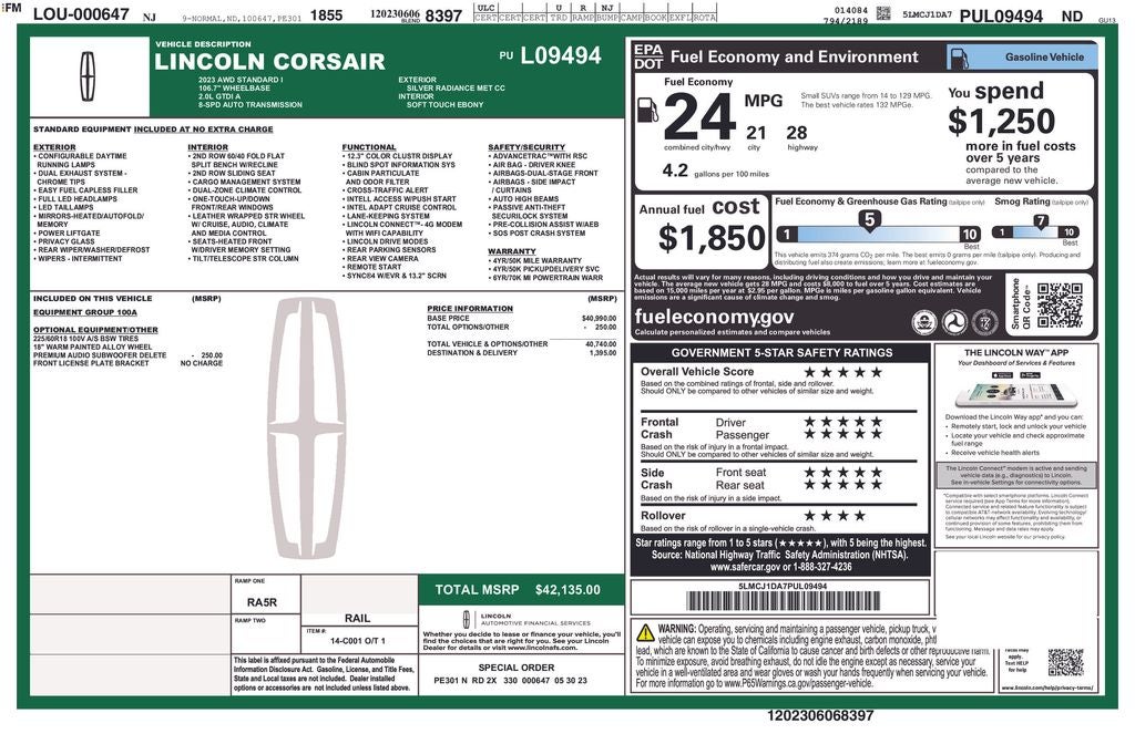 2023 Lincoln Corsair Standard