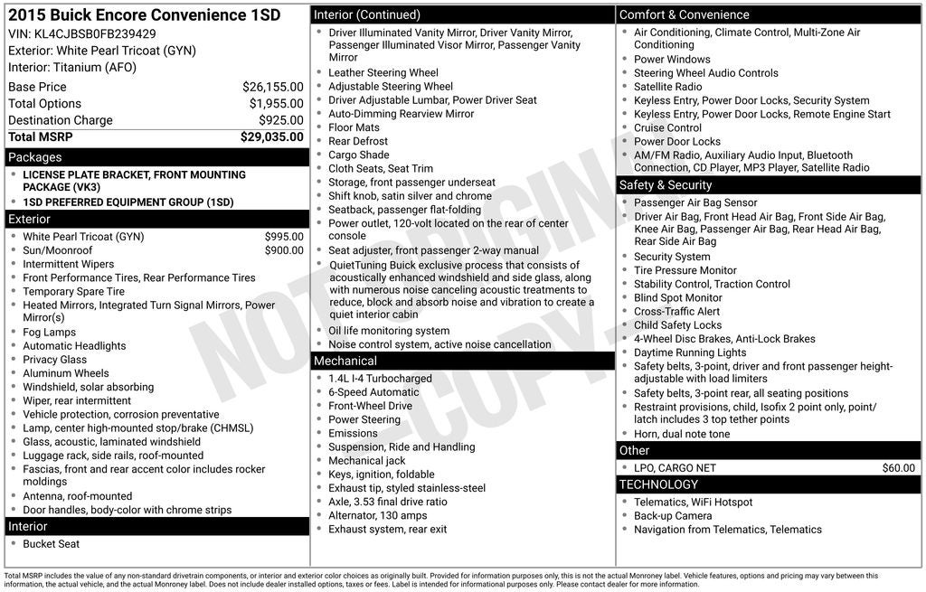 2015 Buick Encore Convenience