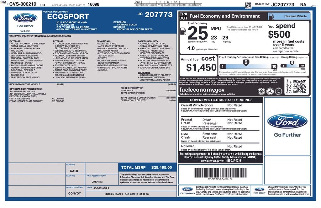 2018 Ford EcoSport SE